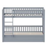 Children's Bunk Bed, 90x200 Hydraulic Storage System, Solid Wood Gray