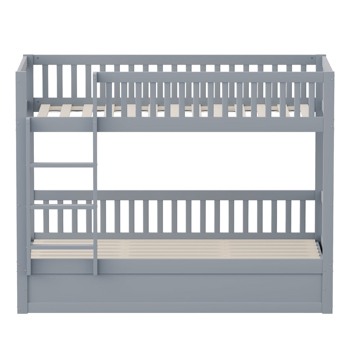 Children's Bunk Bed, 90x200 Hydraulic Storage System, Solid Wood Gray