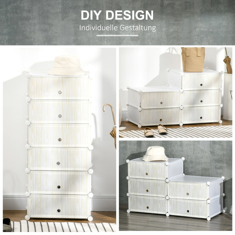 Shoe Rack, 6 Pairs, DIY Storage, Plastic White