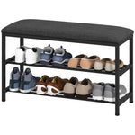 Shoe Bench with Seat, Storage & 2 Open Compartments - Black
