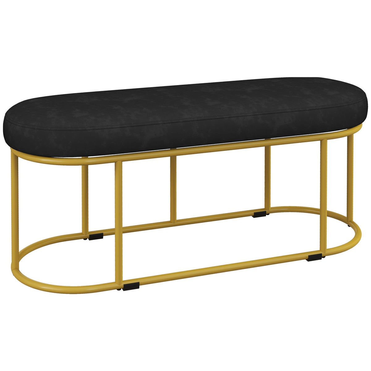 Upholstered Bench, Velvet Look, 200kg, Steel, Black