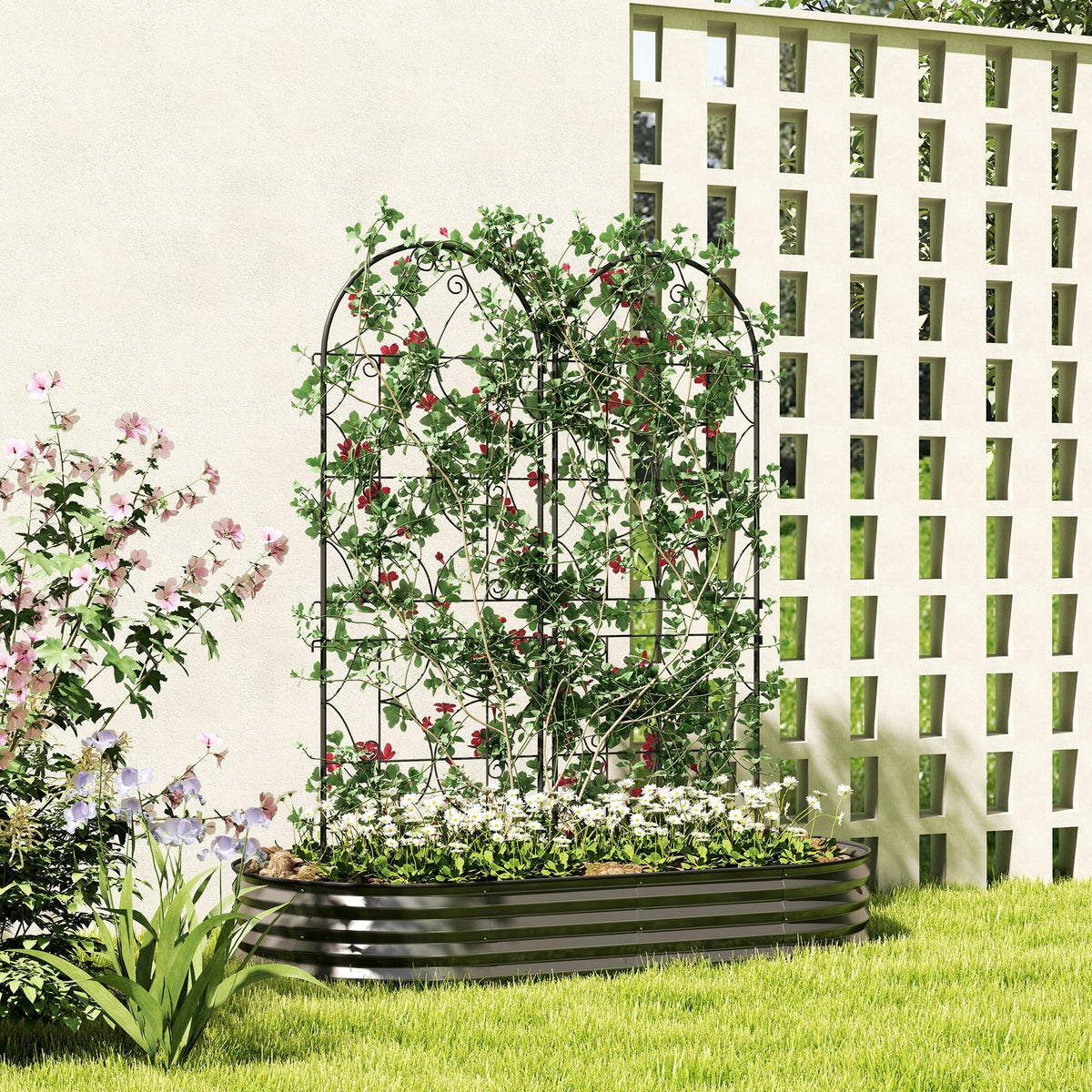 Metal Trellis 2-Piece Set, Rustproof 50x150cm Climbing Aid, Black