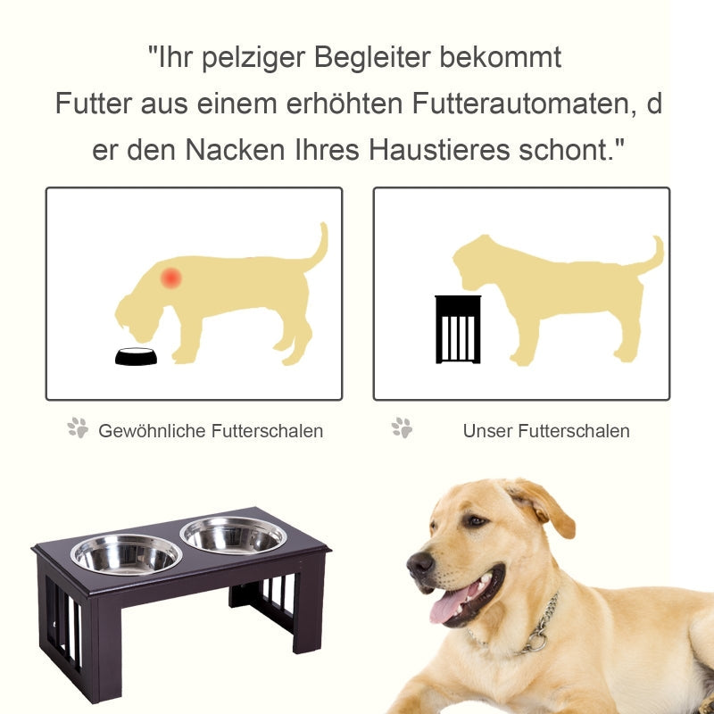 Dog Feeding Station, Non-Slip, 2 L Bowls, Grey