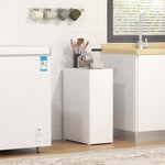 Slim Bathroom Cabinet, Wheels, 3 Deep Compartments, White