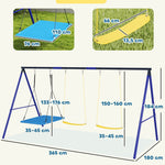 Swing Set, 3 Children, 120 kg Load Capacity, Outdoor Swings, Colorful