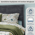 Upholstered Bed, Modern Minimalist with Soft Headboard, 140x200 cm, Grey