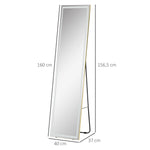 Wall Mirror, LED Standing Full Length, Aluminum Silver Gold