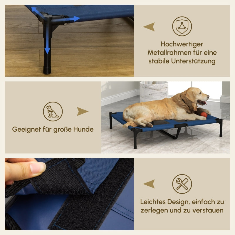 Dog Bed Outdoor Cat Bed, Metal & Oxford Fabric, Blue