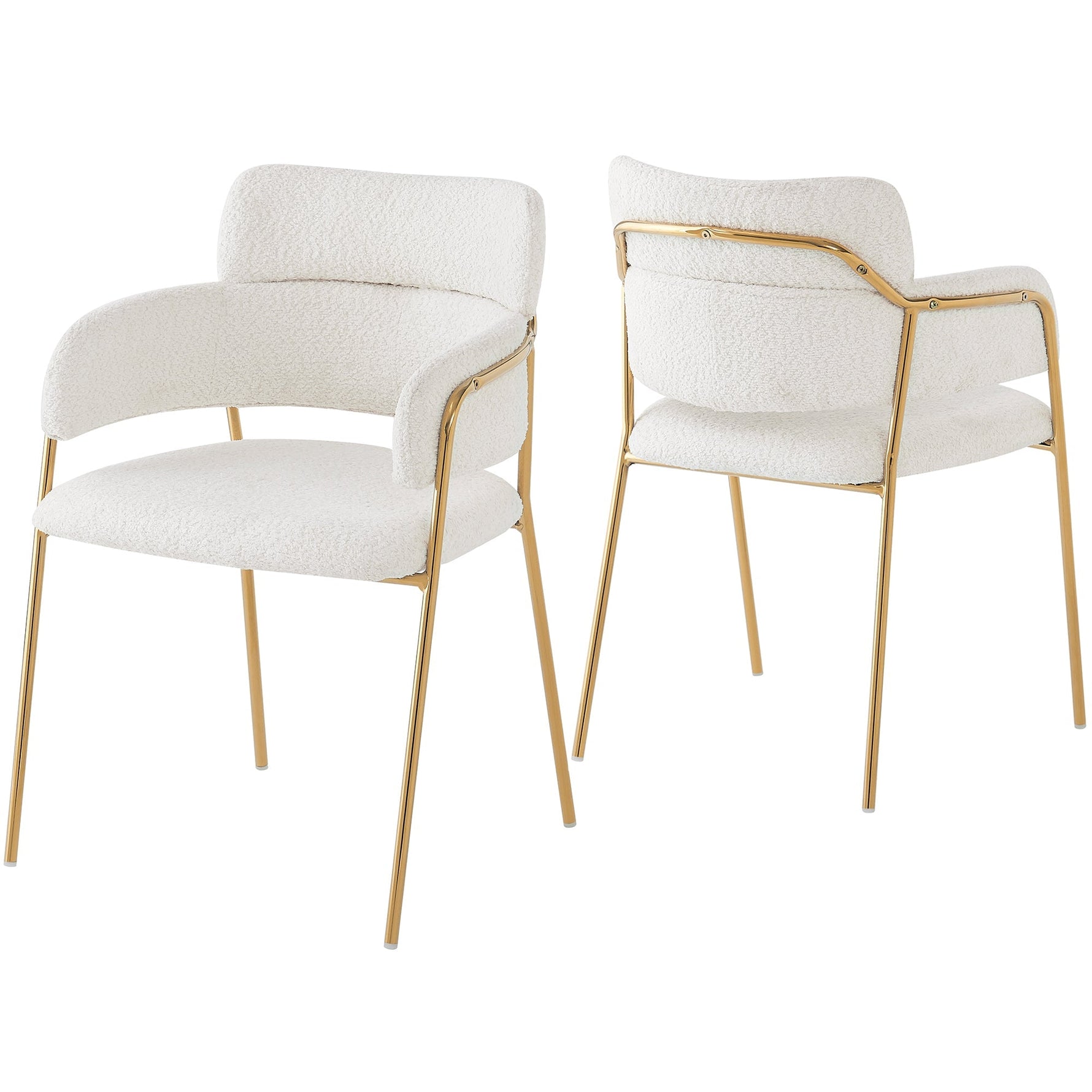 Dining Chair Set of 2 Modern Ergonomic Gold Legs - Beige