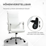 Office Chair, Ergonomic Rocking Swivel Casters Steel Legs Faux Leather, White
