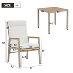 Garden Dining Set, 5 Pieces for 4 People with 1 Table and 4 Chairs, Khaki and Beige Plastic Wood