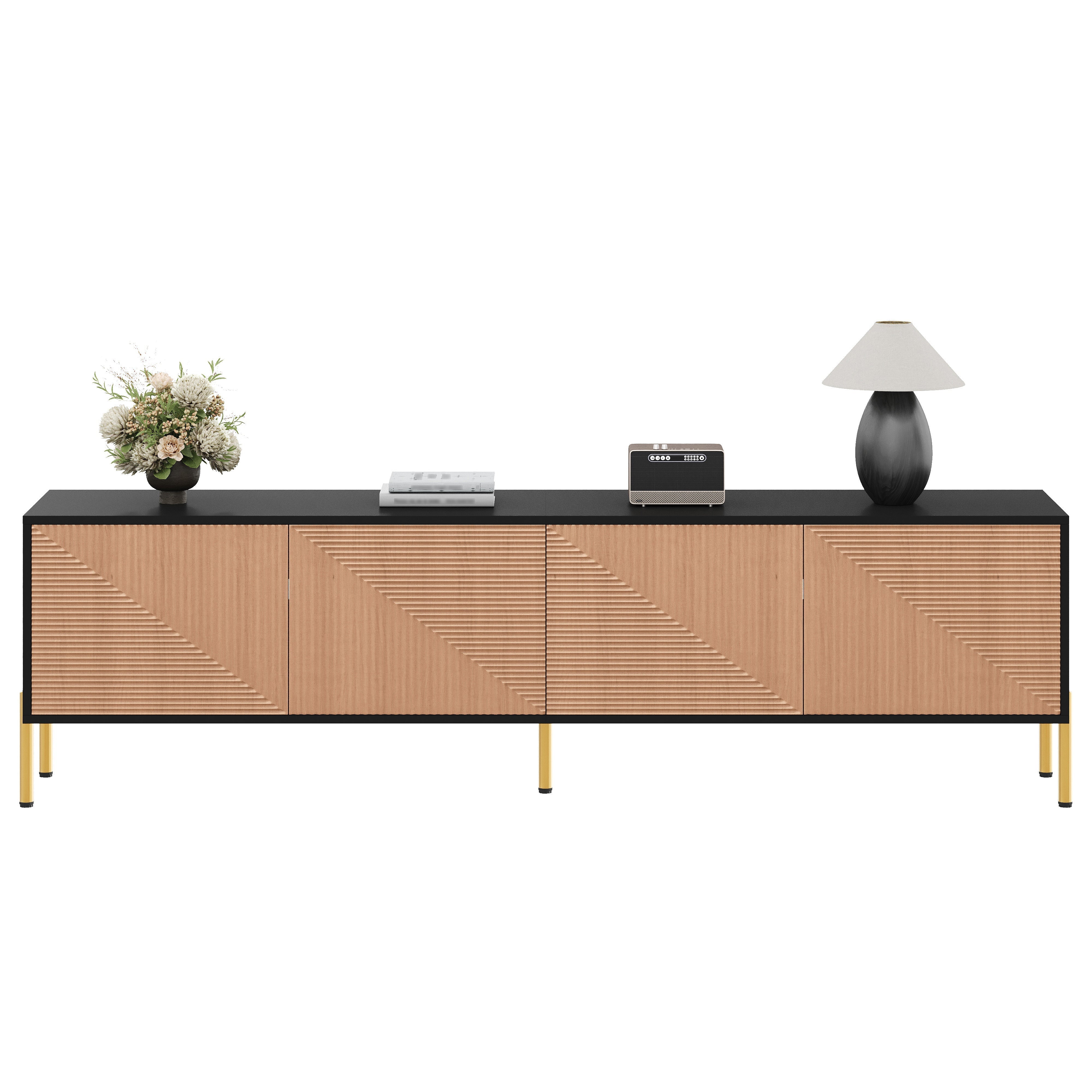 TV Cabinet Modern Low 179cm Color-Block Design