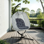Egg-Shaped Outdoor Hanging Chair, Foldable Swing Hammock with Stand, Gray