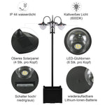 Solar Lantern 3-Piece Set, Floor Lamp Waterproof IP44 Flower Pot Base, Metal Black