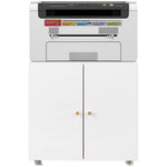 Metal Printer Stand - Mobile Storage, Adjustable Shelf, File Cabinet - White
