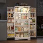 Kitchen Cabinet 60x35x128cm LED Sensor Adjustable Shelves Double Door - White