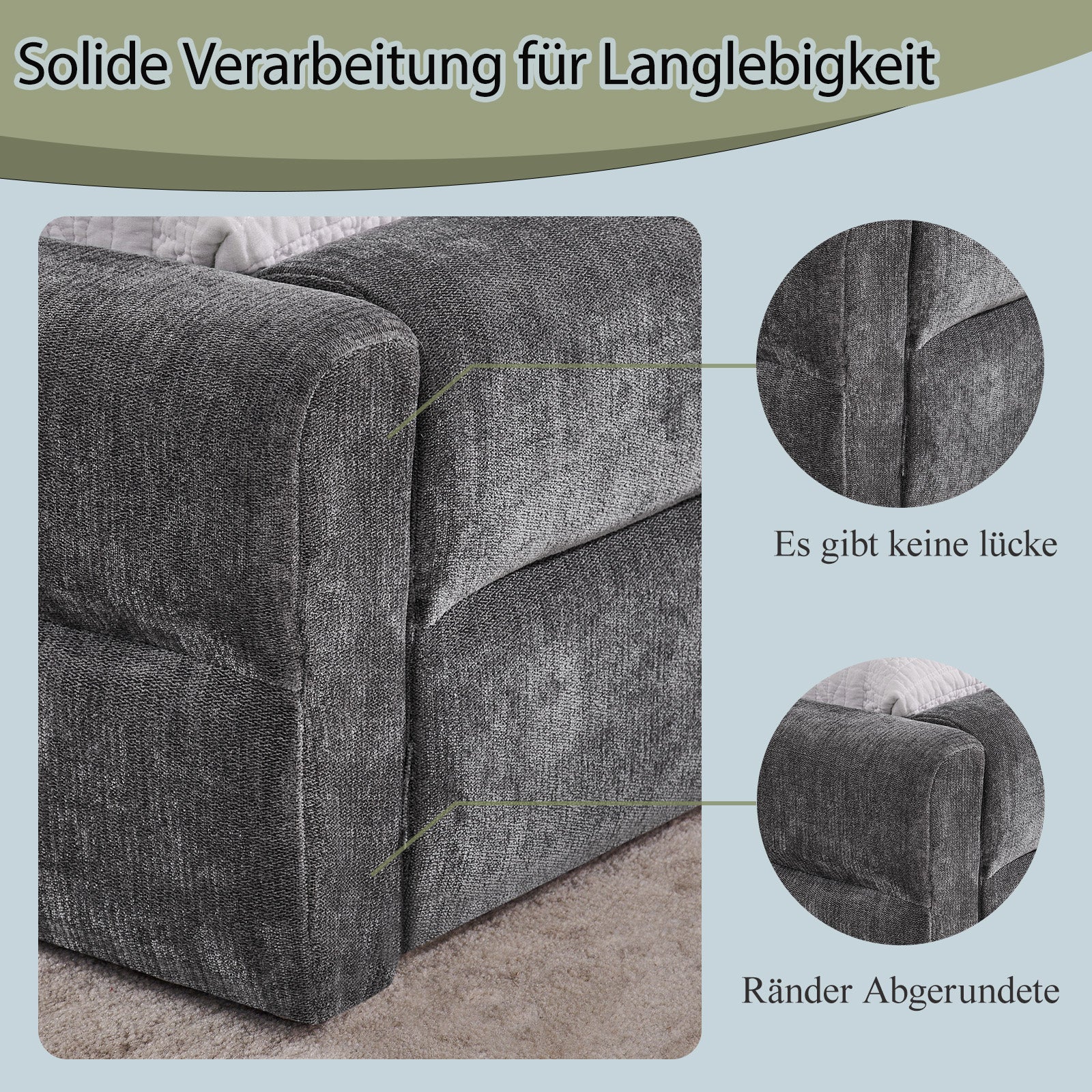 Double Bed 160x200cm Comfortable Backrest Sturdy Frame - Dark Grey Chenille