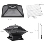 Fire Bowl Garden, Grill Grate Spark Guard, Steel Black