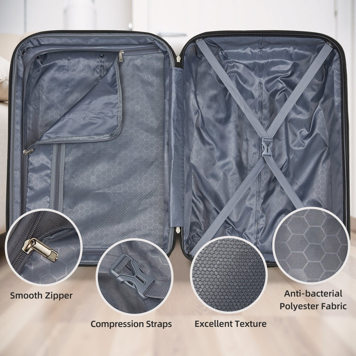 Luggage Sets 5 Piece Hardside Expandable with Spinner Wheels - Cheetah