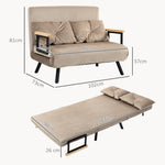 2-Seater Sofa Sleeper, Adjustable Backrest, Velvet Look Light Brown