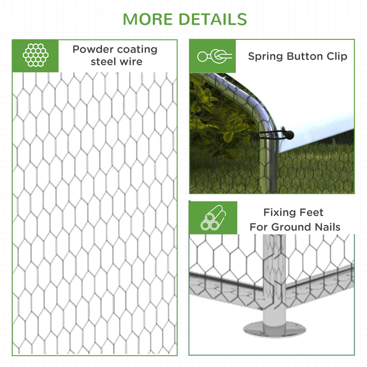 Chicken Coop Free-Range Enclosure, Sunshade Roof, Steel, Silver