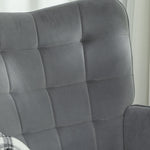 Rocking Chair Armchair with Wooden Runners, Velvet Look, Dark Grey