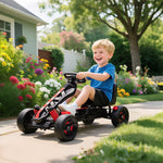 Go-kart Pedal Car for Kids with Brake and Non-slip Wheels, Metal Frame, Red
