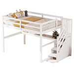 Children's Loft Bed 140x200cm with Storage Drawers & Desk, White