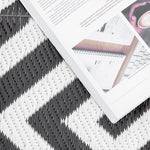 Outdoor Rug, Water-Repellent Double-Sided, Black and White