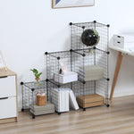 Shelving Unit, 6 Compartments, Wire Mesh Cube, Black