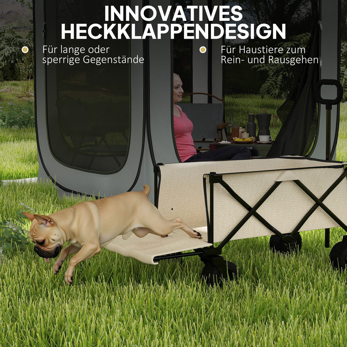 Garden Cart 100 kg, Foldable, 138 Liters, Beige