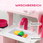 Children's Play Kitchen with Wooden Accessories and Sound Effects, Pink