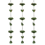 Rain Chains, Set of 3 with Hanger Bird Bell, Metal Green
