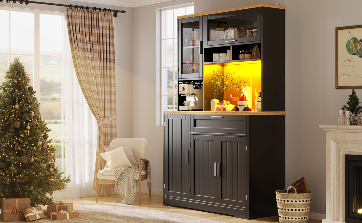 Tall Display Cabinet LED Lighting 104x40x180cm White/Black