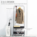 Clothes Rack, Wheels, Coat Rail, Shoe Rack, 16 kg Load Capacity, Black