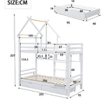 Bunk Bed with Drawers, Shelves & Ladder, Pinewood Frame, White