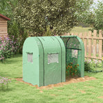 Greenhouse with 2 Roll-Up Doors, Windproof with Side Window and UV Protection, PE Green