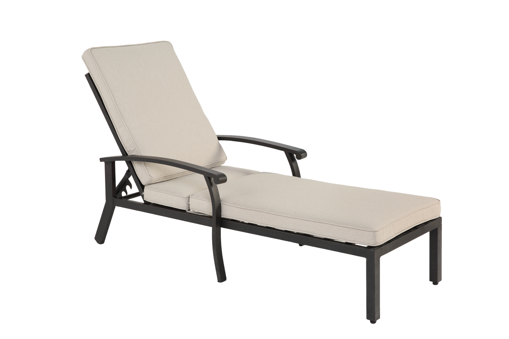 Lounge Patio Chair, Adjustable Recliner Rust-Resistant Aluminum, Beige Cushion