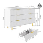 Chest of Drawers Sideboard with 6 Drawers and Modern Design, White and Gold