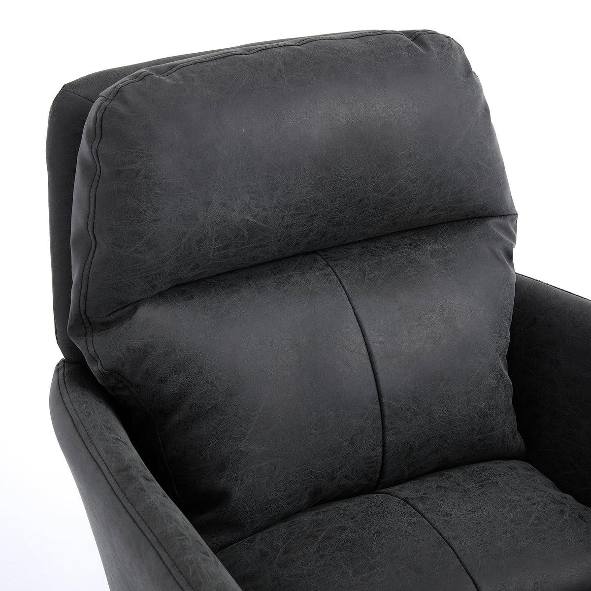 Office Chair with Height Adjustable Black Base, Black PU Faux Leather