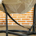 Egg-Shaped Outdoor Hanging Chair, Foldable Swing with Cup Holder, Sand