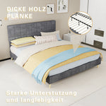 Modern Double Bed with Plaid Headboard 160x200cm, Dark Gray Fabric