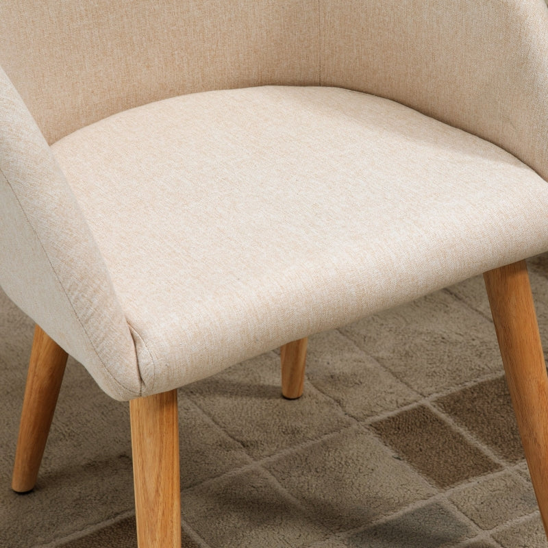 2 Upholstered Chairs Scandinavian Wooden Legs Non-Slip Pads - Beige