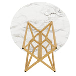 Round Dining Table 80cm 4-6 Seater Gold Legs - Marbled MDF