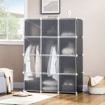 DIY Wardrobe Shelving System, Cube with Clothes Rail, Black + White PP