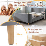 Children's Bed Upholstered Sleigh with Cosmic Pattern, 90x200cm, Grey Velvet