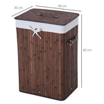 Laundry Basket 72L Foldable Washable Bamboo Dark Brown