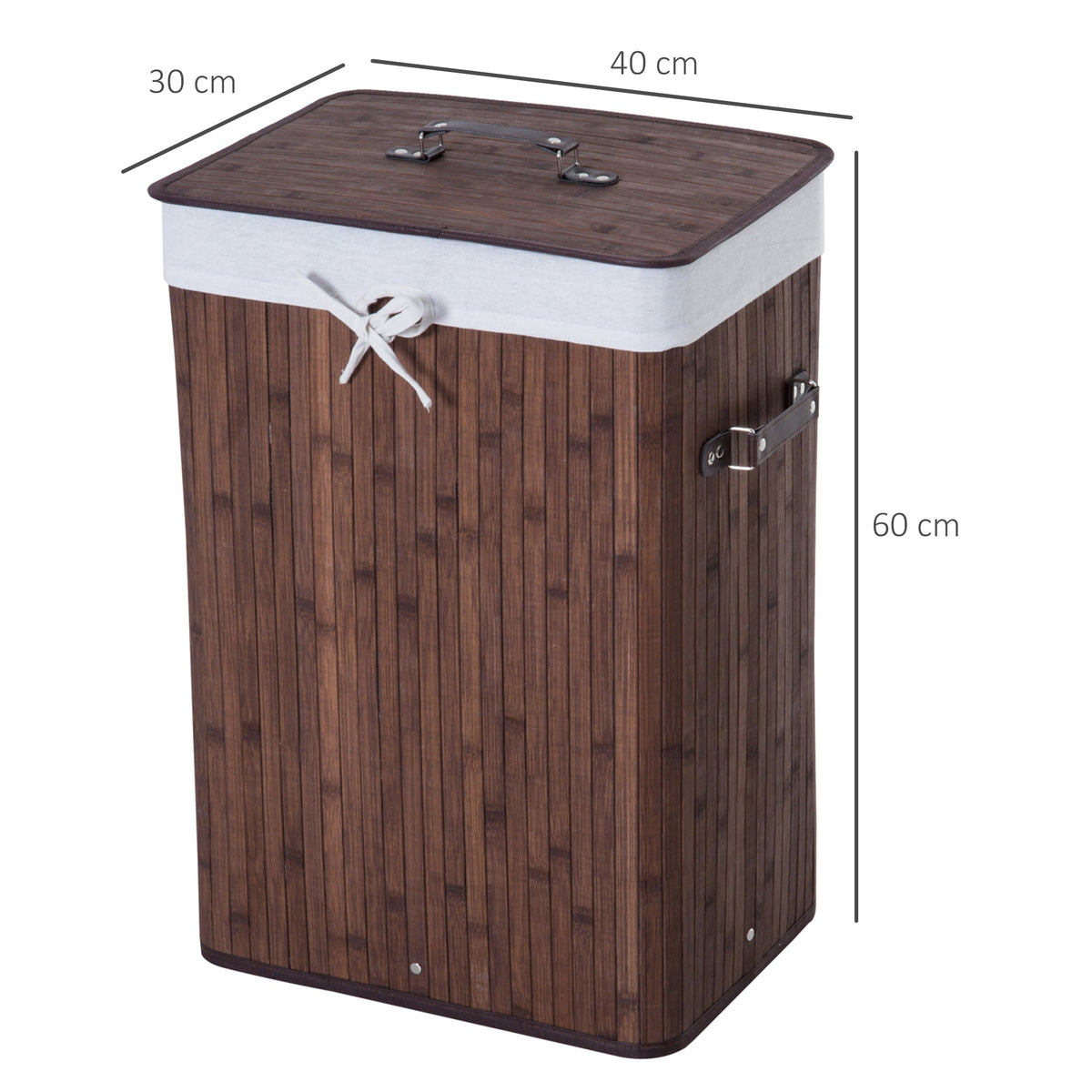 Laundry Basket 72L Foldable Washable Bamboo Dark Brown