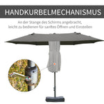 Double Parasol 460x270cm Oval Hand Crank with Stand, Dark Grey