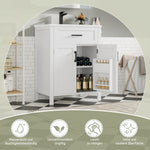 Bathroom Vanity Unit with Ceramic Sink and Adjustable Shelves, White